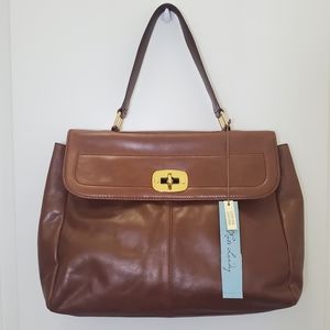 Kate Landry Leather Brown Handbag with Shoulder Strap